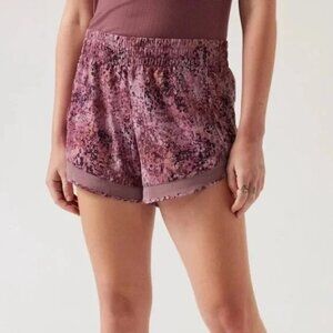 Athleta Printed Mesh Running Shorts – Size L Sport Active Wear Athletic Casual